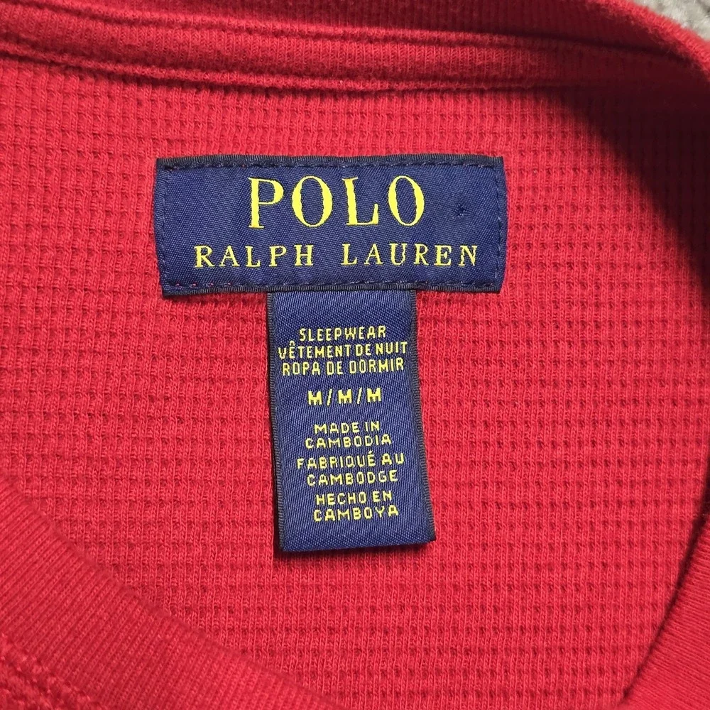 Polo Ralph Lauren Men's Size M Denim Polo Bear L/S Waffle Knit Thermal T-Shirt